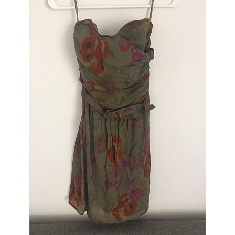 Flounce Strapless Belted Dress